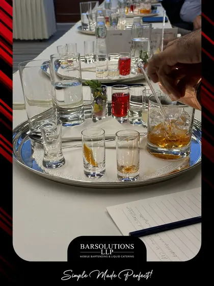 A close-up of the cocktail-making kits provided to participants at the Rackspace Google Cloud session. We supply all the necessary professional tools, ingredients, and glassware for a complete experience.