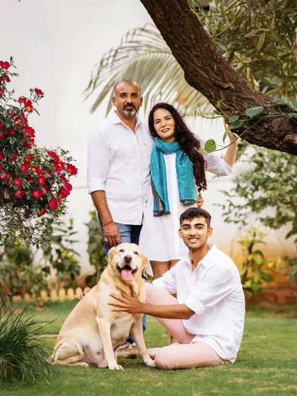 The whole pack together for Valentine's Day. This beautiful family portrait, taken in their own garden, is a celebration of love in all its forms.