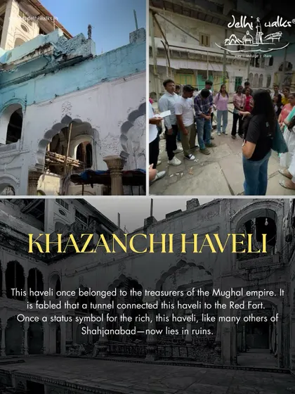 A collage showing the ruins of Khazanchi Haveli, once home to Mughal treasurers. We piece together its history, from a status symbol to its current state of decay.