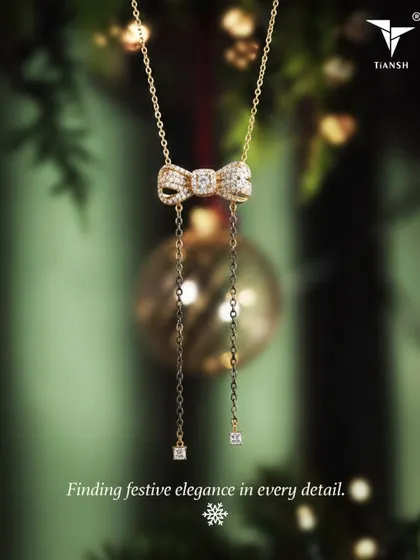Not every festive piece needs to be bold. This delicate diamond bow necklace is meant to shimmer softly and stay close, a perfect touch of festive elegance.