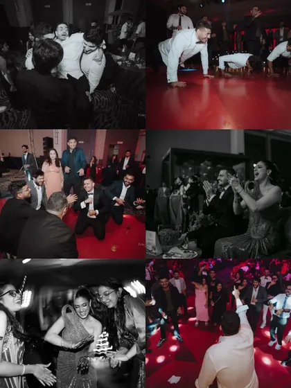 A collage of the wild and fun moments from a cocktail party. Push-up contests, dancing, and pure, unscripted joy.