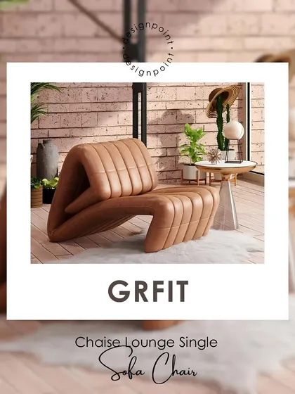 The 'GRFIT' chaise lounge chair. Its unique, ergonomic Z-shape and channel-stitched leatherette make it an incredibly comfortable and visually striking piece of furniture.