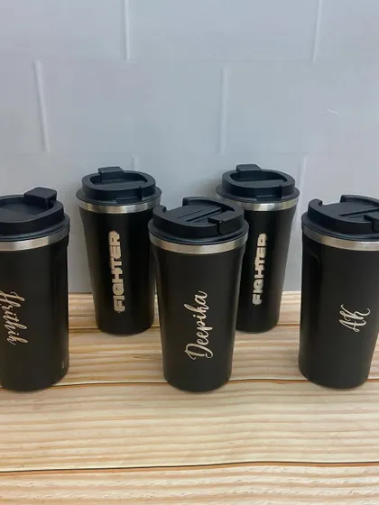 Custom-engraved coffee flasks for the lead cast of 'Fighter', including Hrithik Roshan and Deepika Padukone.