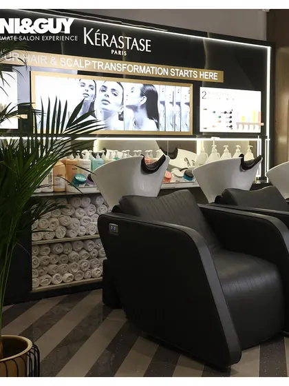 Our Kérastase treatment area at the GK-1 salon, where your hair and scalp transformation begins. We believe in providing a holistic and luxurious experience.