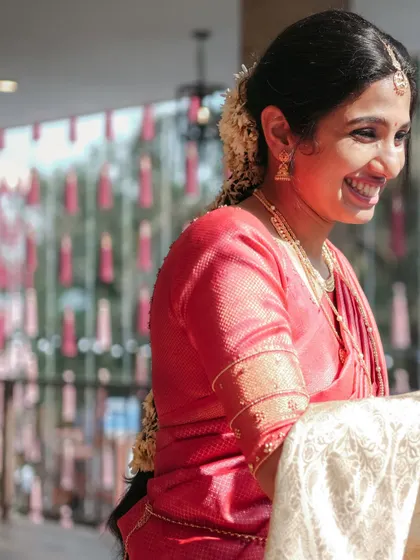 A candid shot of the bride's beautiful, natural laugh. We strive to make our clients feel comfortable, allowing their true personalities to shine.
