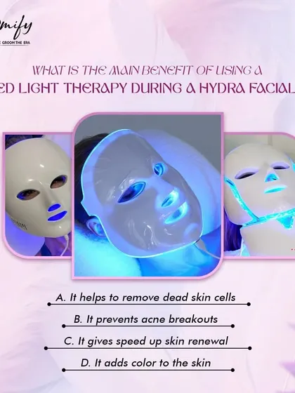 Here’s a look at the LED light therapy I use during a Hydrafacial. This technology helps to speed up skin renewal and can prevent acne breakouts, giving you clearer and healthier skin with each session.
