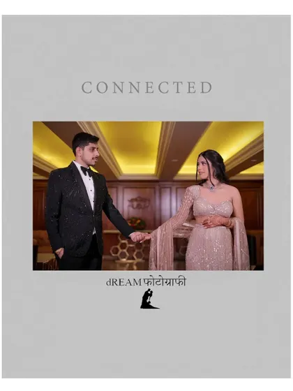 A minimalist edit of Rishabh and Proumya holding hands, titled 'Connected'.