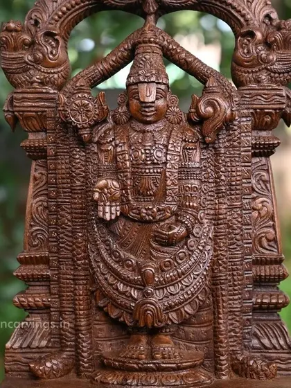 A close-up of the 19-inch Lord Balaji sculpture, showing the serene expression and detailed ornamentation.