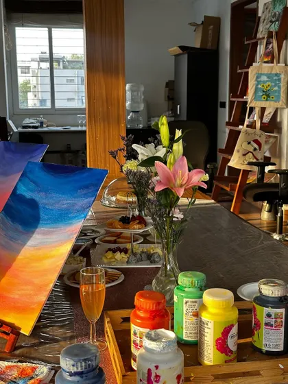 The golden hour light in our studio made this private birthday date even more magical. The combination of art, food, and a beautiful setting creates a truly one-of-a-kind experience.