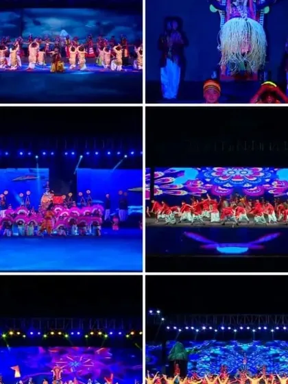 This collage showcases various scenes from a school's annual day event, a large-scale production I managed. It highlights my ability to coordinate complex stage performances with numerous participants and vibrant digital backdrops.