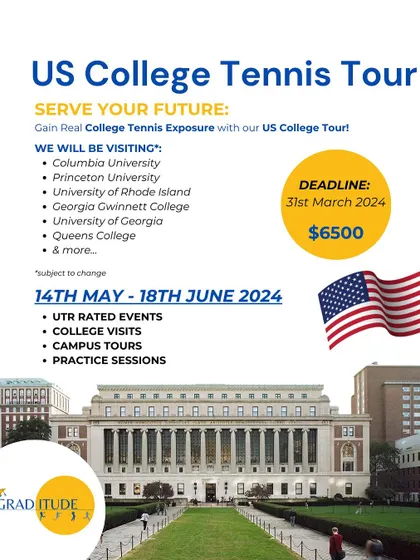 Announcing our US College Tennis Tour. This is a unique opportunity for student-athletes to visit college campuses, engage with coaches, and compete in UTR events across the USA.