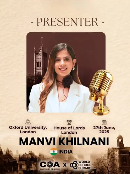 This event poster for the World School Summit captures the essence of my brand as a global presenter. Representing India at prestigious venues like Oxford University and the House of Lords in London is a dream I turned into reality through years of dedication.