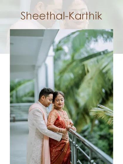 A poster-style image of a couple, with a romantic, soft-focus overlay, perfect for a wedding album cover.