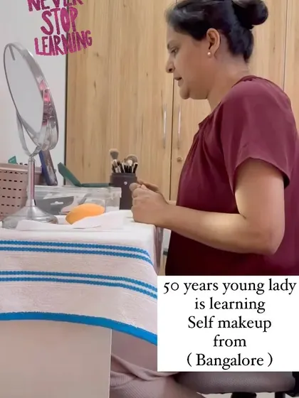 A 50-year-old lady from Bangalore learning self makeup. My message is simple: learning has no age limit, and self-care is for everyone.