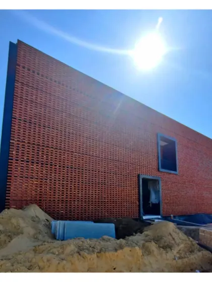 Our Ishtika project nearing handover. It is a simple brick jali wrapped around a series of rooms and courtyards, like a little Jaisalmeri haveli. The porous walls and central court allow the home to breathe.