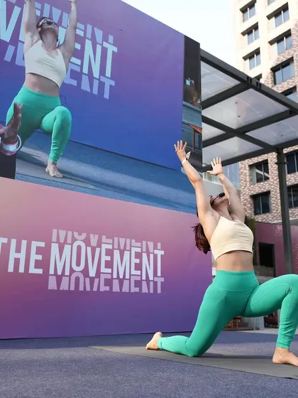 A powerful moment from the Lululemon event, with my image on the big screen behind me. Collaborating with a leading fitness apparel brand like Lululemon adds a huge amount of credibility to the WARRIOR formats.