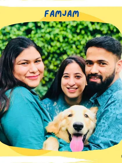 The whole family, including the furry one, is part of the Pet Maven famjam! We love this picture with Kaju the retriever and his wonderful parents.