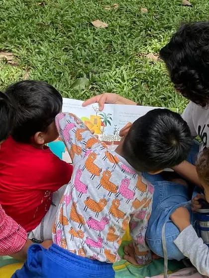 A series from our 'Farm to Plate' theme, where we explored where our food comes from. The children's reactions to the story of 'Harvest Day' are priceless.