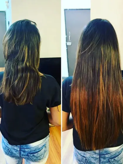 Another example of a seamless ombre extension application. The added length makes the color transition even more beautiful.