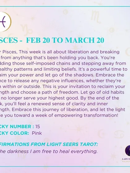This week's tarot guidance for Pisces. This week is all about liberation and breaking free from anything that's been holding you back. Reclaim your power.