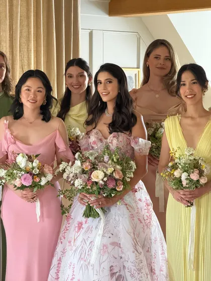 A beautiful moment with the bride and her bridesmaids. I love creating a cohesive yet personal look for the entire bridal party.