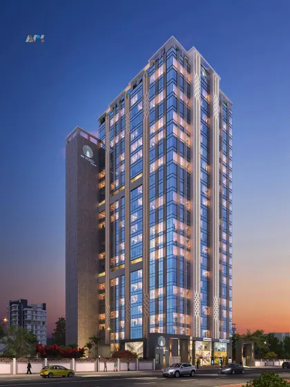 ONE WORLD by Sanjar, a new commercial project in Malad. This modern, high-tech building features over 200 office spaces and a fully automated separate car parking tower.