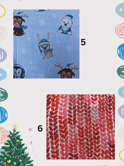 Cozy and cute prints for the winter season! Choose from adorable winter animals or a classic knit pattern to design a custom Christmas outfit.
