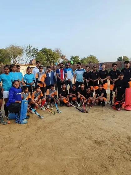 This is where it all begins. A group of determined young players at the trials for the Sub-Junior Women's Hockey Tournament, showing that passion for the sport starts at the grassroots level.