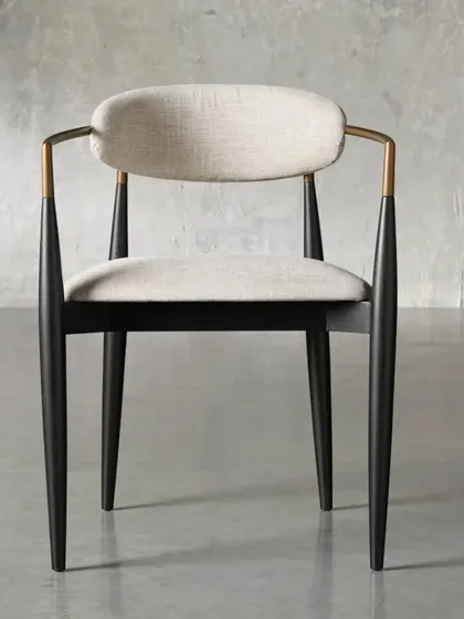 Handcrafted by artisans, our Jagger dining chair delivers a sleek modern design with unfailing comfort. The hand-stained solid mahogany frame is complemented by warm metal accents and a comfortable upholstered seat and back.
