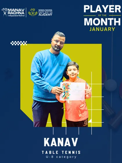 Kanav, our Table Tennis Player of the Month for January (U-8). His progress shows that it's never too early to start.