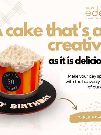 Cheers to 50! This creative birthday cake is designed to look like a frothy mug of beer, offering a fun and delicious way to celebrate a milestone birthday.
