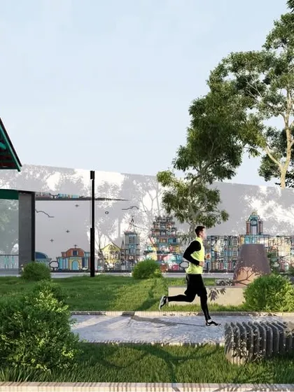 The park's landscape design is planned exclusively with native tree species, following our core idea to "let the character of the land set the tone for the design."