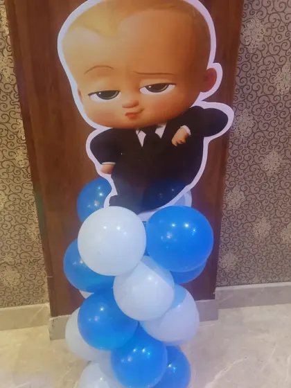 High-quality character cutouts are a key part of my themed decorations. This Boss Baby cutout adds a fun and interactive element for photos.