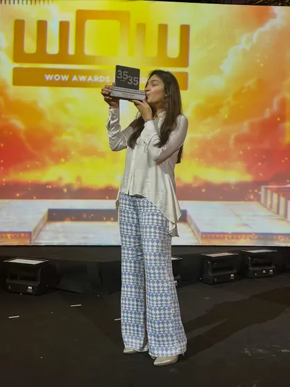 A moment of pure gratitude on stage after receiving the award. This is a reminder that perseverance, passion, and belief truly find their moment.
