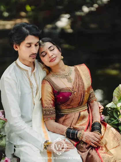 A serene and happy moment between the couple during their elegant, lotus-themed wedding. Their clear vision for a minimal and meaningful day was a joy to bring to life.