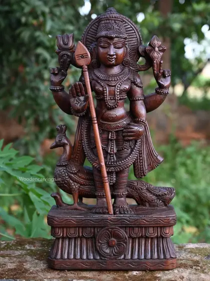 A full view of the 24-inch Murugan statue, showing its balanced composition and fine craftsmanship.