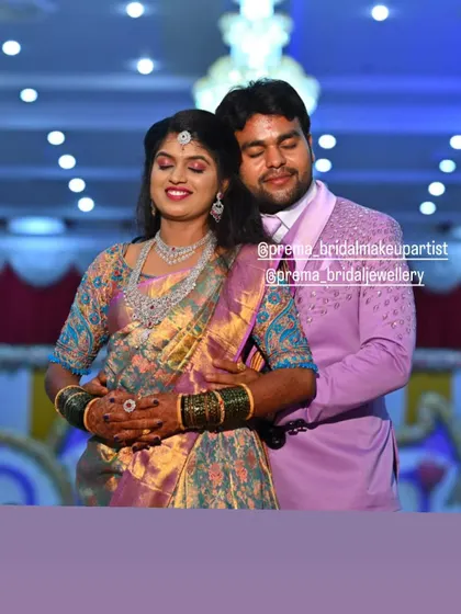 A romantic pose showing the couple's happiness.