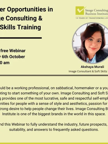 I also love to mentor others. I conduct free webinars for those interested in a career in image consulting, sharing insights about the industry and future prospects.