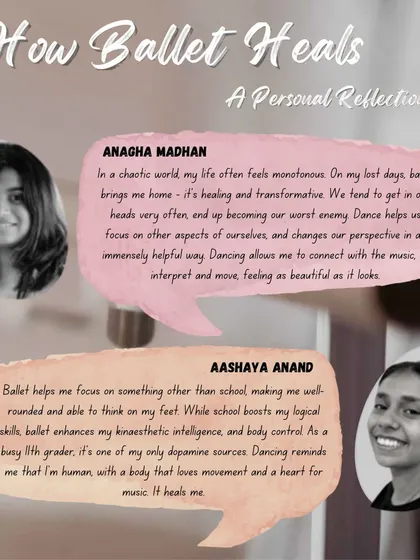 How does ballet heal? Two of our students share personal reflections on how dance helps them focus, find a source of dopamine, and connect with themselves in a chaotic world.