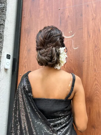 Another angle of the floral textured bun, showing its structure and softness.