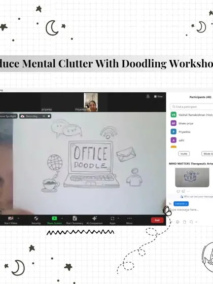 This screenshot from an online corporate session shows how I guide participants through a doodling workshop. It's a fun, accessible activity that helps reduce mental clutter and is perfect for remote teams.