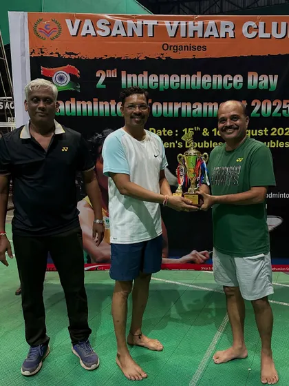 B Group Men's Doubles winners and runners-up.