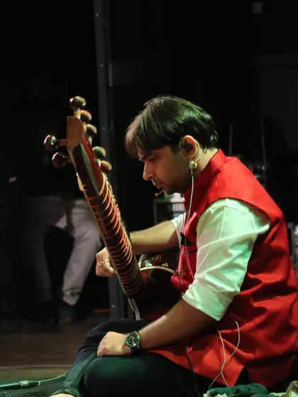 A candid moment during my TEDx talk, getting ready to play. These events are a great platform to share the depth of our musical heritage.