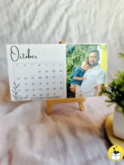 An October calendar card with a heartwarming father and son photo. I love how personal these calendars can be.