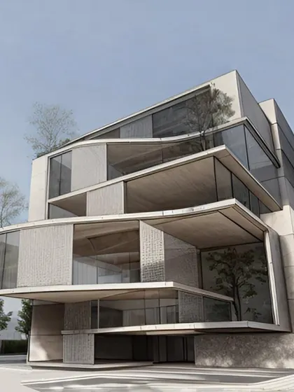 The final render for scheme 2, a layered structure with undulating floor plates.
