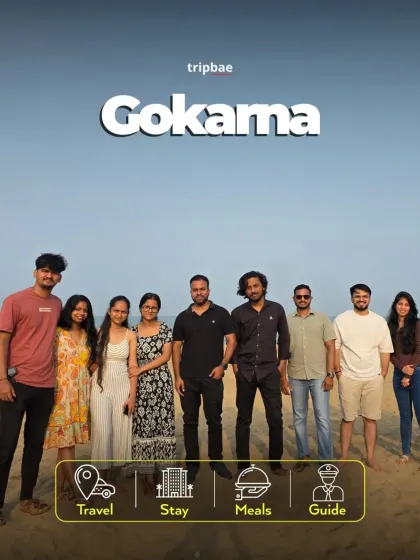 The same group from image 16, enjoying the beach vibes in Gokarna. Our trips often feel like a fun outing with old friends.