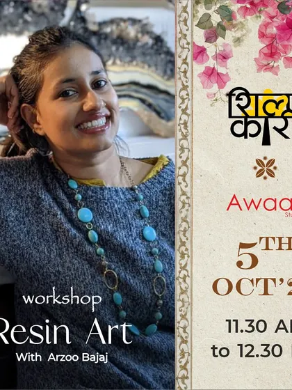I was so happy to collaborate with Shilpkaaree and Awaaz Studio to bring a series of art and music workshops to Jaipur. This poster is from my resin art session at the beautiful Birla Auditorium.
