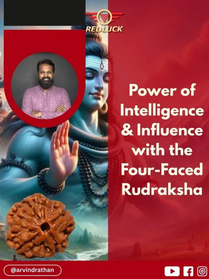 The Four-Faced Rudraksha is a divine tool for enhancing intelligence and influence. Blessed by Lord Brahma and Goddess Saraswati, it is perfect for students, scholars, and anyone in a communication-based field.