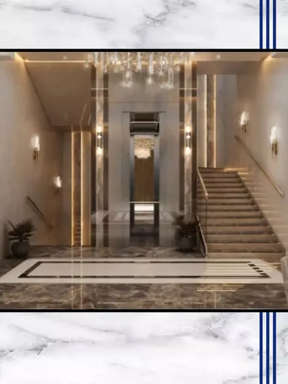 Your dream house is one choice away. The exceptional lighting, colors, and pleasant ambiance in this lobby design make this residence smell like luxury.