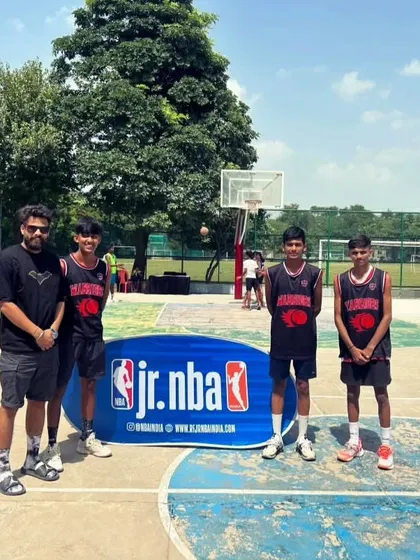Our Warriors team in their alternate jerseys, ready for action at the Jr. NBA event in Vasant Kunj, Delhi.